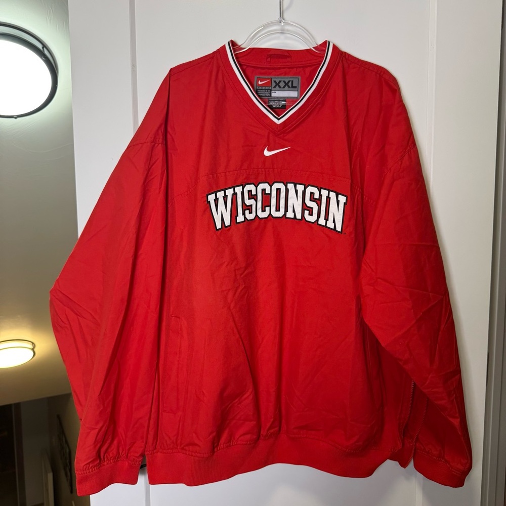 Vintage Nike Wisconsin Badgers Pullover Windbreaker Red Athletic Jacket Mens XXL